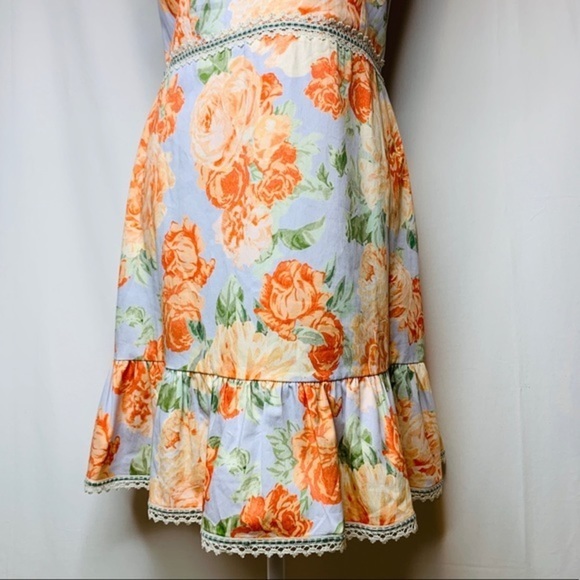 NWT Alice + Olive orange floral ruffle dress 12 - Picture 7 of 8
